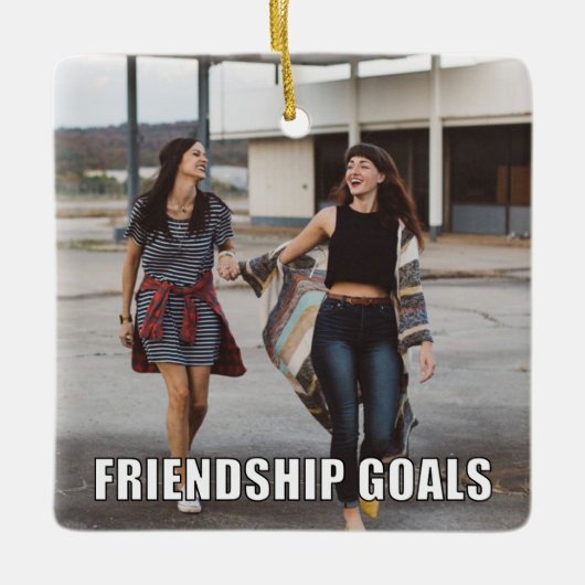 Aangepaste vriendschapsfoto Funny Friendship Goals Keramisch Ornament (Voorkant)