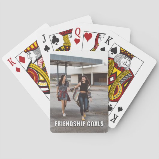 Aangepaste vriendschapsfoto Funny Friendship Goals Pokerkaarten (Achterkant)