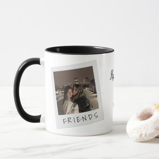 Aangepaste vriendschapsmok met foto en namen mok (Met donut)