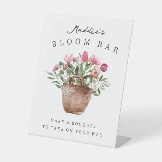 Aangepaste Vrijgezellenfeest Bloom Bar Reclamebord Met Voetstuk (Voorkant)