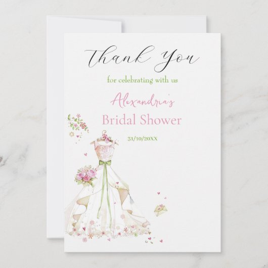 Aangepaste Vrijgezellenfeest Dress Dank u Bedankkaart (Voorkant)