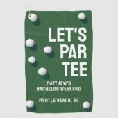 Aangepaste vrijgezellenfeest golfreis Laten we Par Golfhanddoek (Voorkant)