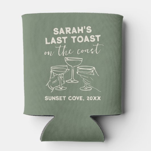 Aangepaste vrijgezellenfeest laatste toast op het  blikjeskoeler (Achterkant)