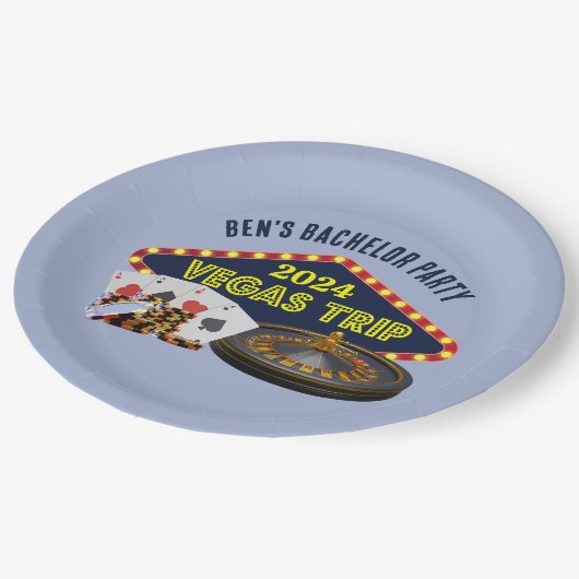 Aangepaste vrijgezellenfeest Las Vegas Trip Casino Papieren Bordje (Gekanteld)
