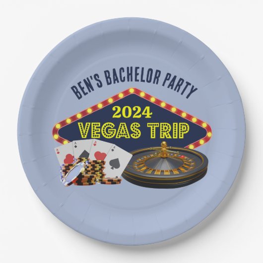 Aangepaste vrijgezellenfeest Las Vegas Trip Casino Papieren Bordje (Voorkant)