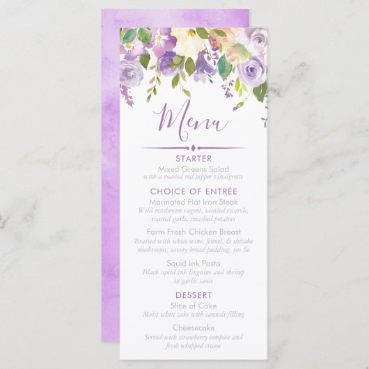 Aangepaste Vrijgezellenfeest Paarse pony's Menu (Voorkant / Achterkant)