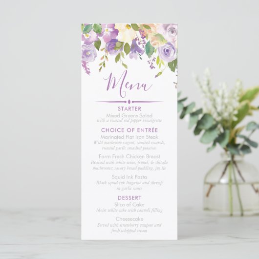 Aangepaste Vrijgezellenfeest Paarse pony's Menu (Staand voorkant)