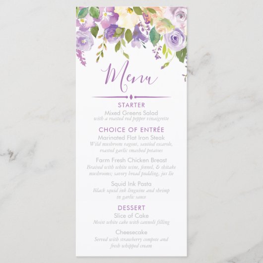 Aangepaste Vrijgezellenfeest Paarse pony's Menu (Voorkant)