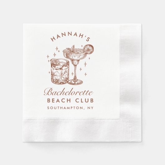 Aangepaste vrijgezellenfeest Retro Cocktail Bruin Servet (Voorkant)