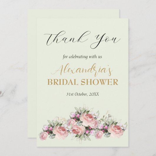 Aangepaste Vrijgezellenfeest Rozen Dank u Bedankkaart (Voorkant / Achterkant)