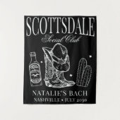 Aangepaste vrijgezellenfeest Social Club in Scotts Wandkleed (Voorkant)