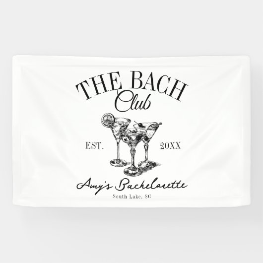 Aangepaste vrijgezellenfeest The Bach Club bruidsm Spandoek (Horizontaal)