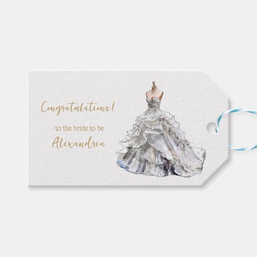 Aangepaste Vrijgezellenfeest trouwjurk Cadeaulabel (Voorkant (Horizontaal))