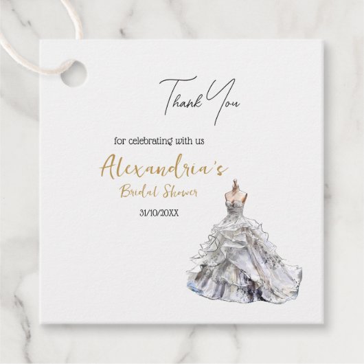 Aangepaste Vrijgezellenfeest trouwjurk Dank u Bedankjes Labels (Voorkant)