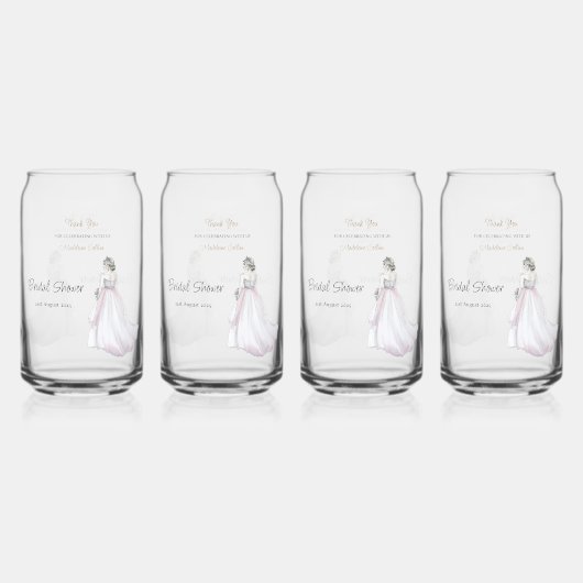 Aangepaste Vrijgezellenfeest trouwjurk Dank u Blikvorm Glas (Voorkant)