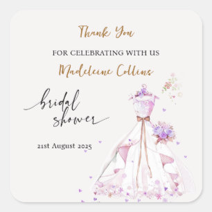 Aangepaste Vrijgezellenfeest trouwjurk Dank u Vierkante Sticker