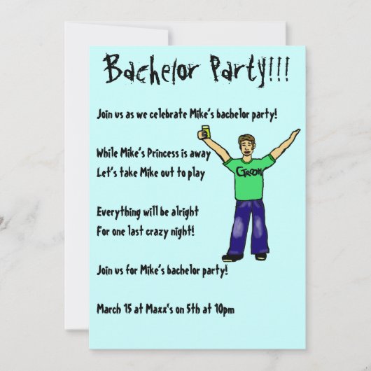 Aangepaste vrijgezellenfeest uitnodigingen!!! kaart (Voorkant)