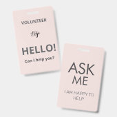 Aangepaste vrijwilliger - Blush pass liefdadigheid Badge (Voor- en achterkant)