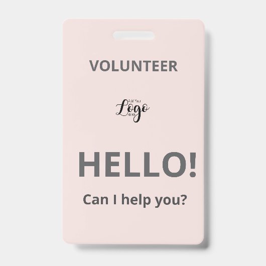Aangepaste vrijwilliger - Blush pass liefdadigheid Badge (Voorzijde)