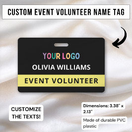Aangepaste Vrijwilliger Evenement Zwart Badge Naam
