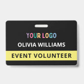 Aangepaste Vrijwilliger Evenement Zwart Badge Naam (Voorkant)