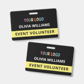 Aangepaste Vrijwilliger Evenement Zwart Badge Naam (Voor- en achterkant)