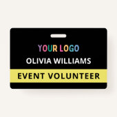 Aangepaste Vrijwilliger Evenement Zwart Badge Naam (Voorkant)