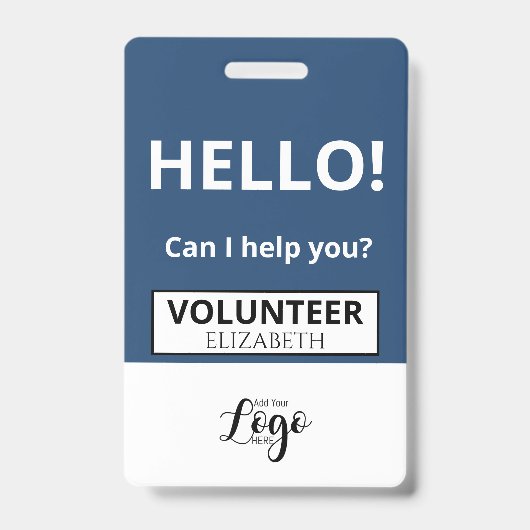 Aangepaste vrijwilliger - Fotopas- Naam ID Badge (Voorzijde)