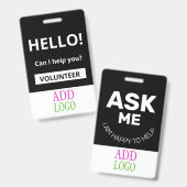 Aangepaste vrijwilliger - Fotopasnaam-ID Badge (Voor- en achterkant)