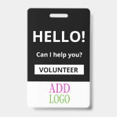 Aangepaste vrijwilliger - Fotopasnaam-ID Badge (Voorzijde)