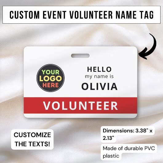 Aangepaste vrijwilligersbadgeclip evenement naamlo badge