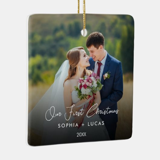 Aangepaste vrolijk en getrouwd foto keramiek Ornam Keramisch Ornament (Rechts)