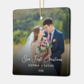 Aangepaste vrolijk en getrouwd foto keramiek Ornam Keramisch Ornament (Links)