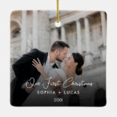 Aangepaste vrolijk en getrouwd foto keramiek Ornam Keramisch Ornament (Achterkant)