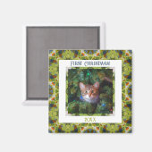 Aangepaste vrolijk groen feestelijke eerste kerst  magneet (Voorkant / Achterkant)