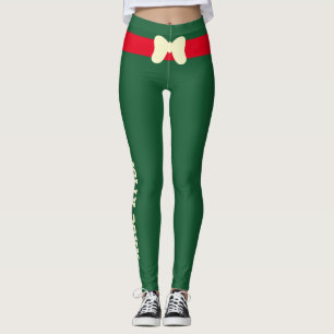 Aangepaste vrolijk kerstfeest rode ivoor lint jage leggings