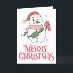 Aangepaste vrolijk kerstfeest roze sneeuwman voor  feestdagen kaart<br><div class="desc">Aangepaste vrolijk kerstfeest roze sneeuwman grappige citaten voor vrienden vakantiekaart. Sassy gepersonaliseerde kerstkaart voor vrienden.</div>