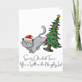 Aangepaste vrolijk kerstfeest stoute kat voor vrie feestdagen kaart