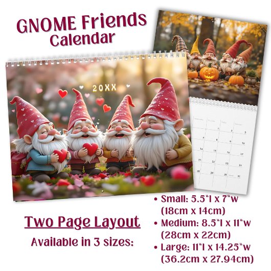 Aangepaste vrolijke grappige Gnome Vrienden Kunst Kalender