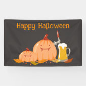 Aangepaste vrolijke Halloween pompoenen en bier ba Spandoek (Horizontaal)
