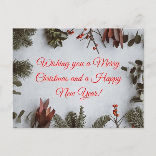 Aangepaste vrolijke kerst en een gelukkig nieuwjaa feestdagenkaart (Voorkant)