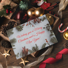 Aangepaste vrolijke kerst en een gelukkig nieuwjaa feestdagenkaart