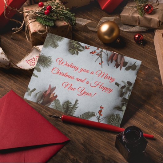 Aangepaste vrolijke kerst en een gelukkig nieuwjaa feestdagenkaart