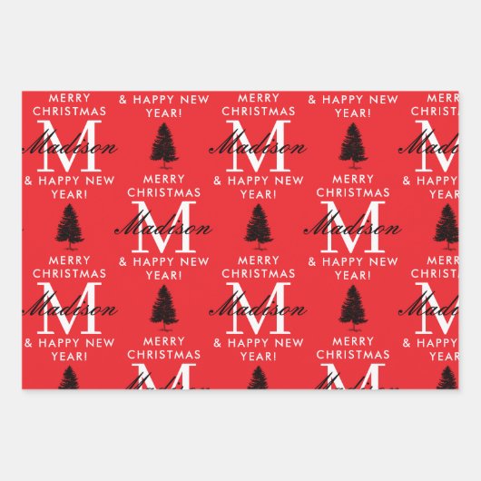 Aangepaste vrolijke kerst & gelukkig nieuwjaar mon inpakpapier vel (Voorkant 2)