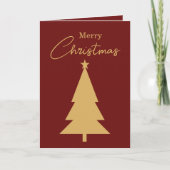 Aangepaste vrolijke kerst gouden boom op rood feestdagen kaart (Voorkant)