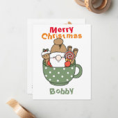 Aangepaste vrolijke kerst grappige Kerstman in een Notitiekaartje (Voorkant / Achterkant in situ)