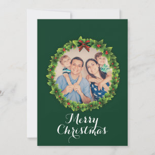 Aangepaste vrolijke kerst krans familie foto feestdagenkaart