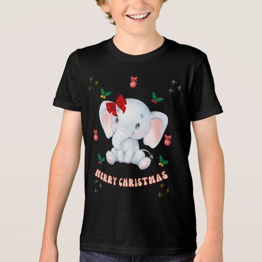 Aangepaste vrolijke kerst met Baby olifanten Tri-Blend Shirt (Voorkant)