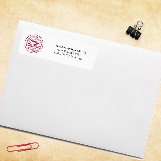 Aangepaste vrolijke kerst met familienaam etiket