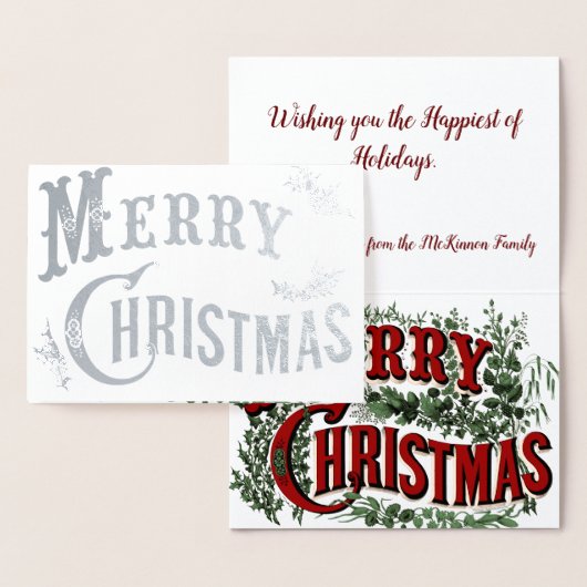 Aangepaste  vrolijke kerst met Holly Leaves Folie Kaarten (Display)